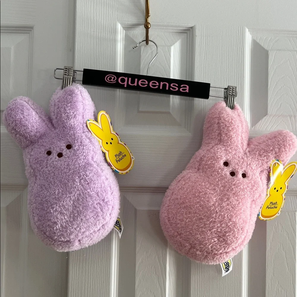NWT Peeps Plush Bunny Set - Sparkle Purple and Pink Easter 11”